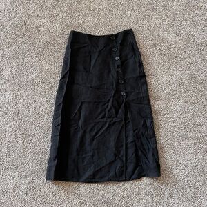 Free People Button front linen skirt, slit lag, midi